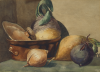 Martin, William A. (1899-1988): Still Life - Vegetables, signed and dated 1924, watercolour on paper, 28.5 x 38.5 cms. Presented to the Falmouth Town Council by the St Gluvias Art Group.