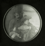 Unknown artist (19th century): Henry Scott Tuke with Myrtle de Pass on board her father's steam launch, photograph, 15 x 10.5 cms. Presented by Wallace, Catherine.