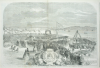 Unknown artist (19th century): Laying the foundation stone of the new docks at Falmouth, dated 1860, wood engraving, 26.4 x 40 cms.