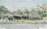 Unknown artist: Leaving the offices Killigrew Street etc, dated 1833, lithograph, 20.4 x 31 cms.