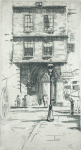 Thomson, Louis (Louisa) (born 1883): Entrance to St Bartolomew's, London 1937, signed, etching, 28.2 x 17.5 cms.