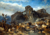 Palizzi, Filippo (1818-1899): The Animals leaving the Ark; Mount Ararat, oil on canvas, 102 x 144 cms. Presented by James Olivey Esq in memory of his father, Richard Olivey, Paymaster RN.