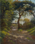 Richardson, John Thomas (1860-1942): Field Path, Penmere Hill, Falmouth, signed and dated 1909, oil on canvas, 61 x 51 cms.