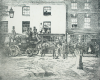 Unknown artist (19th century): The last four horse Mail Coach leaving Market Strand, Falmouth for Plymouth, 1863, woodblock, 32.8 x 39.5 cms.