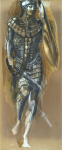Burne-Jones, Sir Edward Coley ARA OWS (1833-1898): Study for the Knight, The Briar Rose Series, charcoal, chalk and gouache on paper adhered to canvas, 123 x 53 cms. Presented to the Corporation of Falmouth in 1923 by Alfred A. De Pass, in memory of his sons.