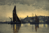 Rowbotham, Claude Hamilton (1864-1949): Falmouth Harbour, signed, coloured etching, 29 x 35 cms.