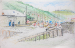 Martin, William A. (1899-1988): A jetty with sailing boats, pastels, 15.6 x 22.5 cms. Presented by Moss, Ruth. Bequest.