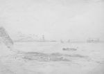 Martin, William A. (1899-1988): Sketch of a bay with boats, pencil, 15.4 x 22 cms. Presented by Moss, Ruth. Bequest.