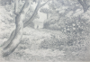 Martin, William A. (1899-1988): Woodland scene with flowers and figure, pencil, 14.8 x 22.8 cms. Presented by Moss, Ruth. Bequest.