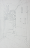 Martin, William A. (1899-1988): Street scene with distant church tower, pencil, 18.3 x 26.5 cms. Presented by Moss, Ruth. Bequest.