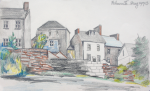 Martin, William A. (1899-1988): Houses with wall, dated 1973, Coloured pencil, 14.2 x 22.9 cms. Presented by Moss, Ruth. Bequest.