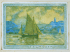 Tuke, Henry Scott, RA RWS (1858-1929): Falmouth - An envelope stamp design, inscribed Falmouth, colour print, 5.2 x 7.2 cms. Presented by Mr Neil Miners in 1997.