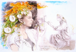 Ward, John CBE RA (1917-2007): Flora gave me fairest flowers, Bilting, signed and dated 1991, coloured lithograph, 61.3 x 85.4 cms.