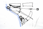 Long, M.J.(1939-2018) : Architect's drawing for the National Maritime Museum Cornwall, blue felt pen on photocopy, 21 x 29.5 cms. Presented by M.J.Long.