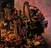 Newton, Kenneth (1933-1984): Basket, Bottles & Grapes, 1980, signed and dated 1980, inscribed signed and dated 1980, oil on canvas, 106.5 x 111.5 cms. The Richard Harris Gift.
