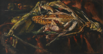 Newton, Kenneth (1933-1984): Corn on the Cob, 1973, signed, oil on canvas, 30.5 x 55.9 cms. The Richard Harris Gift.