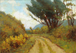 Richardson, John Thomas (1860-1942): Madeira Walk with Japanese Knotweed - Falmouth, oil on card, 25 x 34.3 cms. Presented by Mrs Margaret Morris.
