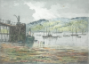 Rowbotham, Claude Hamilton (1864-1949): Submarine Pier, Falmouth, signed, coloured etching, 26 x 32 cms.