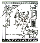 Williams, Marjorie (nee Murray 1880-1961): Angelus ad pastoris annonuncio uobis natus, print, 16.5 x 12.5 cms. Presented by Mariella Fischer Williams MD in 2003.