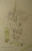 Williams, Marjorie (nee Murray 1880-1961): Chichester cathedral from N.E. August 14 1908 1/4 hour, signed and dated 1908, inscribed MW A.J.M., pencil and wash, 14 x 22.8 cms. Presented by Mariella Fischer Williams MD in 2003.