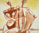 Penrose, Sir Roland (1900-1984): Man and a Woman, signed and dated 1949, chalk on linen board, 34 x 35.8 cms. Purchased in 2003 with grant-aid from Resource: V & A National Purchase Fund and the National Art Collections Fund. © Roland Penrose Estate. All rights reserved.