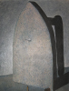 Lanyon, Andrew (born 1947): Suffering art fatigue - priceless works revert to useful objects, signed and dated 2003, mixed media on hardboard, 28 x 23 cms. Purchased in 2004 with grant aid from the Esmee Fairbairn Foundation. Commission.