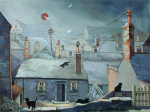 Watson, Keith Lovet (1929-2017): Cats on rooftops at St Ives, signed, watercolour, gouache and ink, 37 x 46.4 cms. Presented by the artist in 2004.