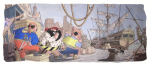 Ryan, John (1921-2009): An illustration for Captain Pugwash and the Ghost Ship, watercolour, 13.5 x 33 cms. © John Ryan Estate. Presented by The Falmouth Decorative Art Society.