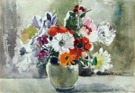 Heath, Isobel (1908-1989): A vase of flowers, signed, watercolour, 28.4 x 39.5 cms. Presented by Diane Saxon in memory of Colin Bramley Parker.
