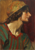 Unknown artist (19th century): Portrait of a lady, oil on board, 25 x 18 cms.