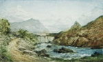 Rowbotham, Claude Hamilton (1864-1949): Pant y Pant, North Wales, signed, coloured etching, 11.4 x 15 cms. Presented by Brian D. Price.