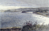 Boase Smith, William J. (1842-1896): Gyllyngdune, Gyllyngvase and Swanpool Beaches, from Pendennis Castle, signed, wood engraving, 12 x 18 cms. Presented by Jo Willis in memory of her father, Dr John Deeble.