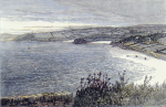 Boase Smith, William J. (1842-1896): Gyllyngdune, Gyllyngvase and Swanpool Beaches, from Pendennis Castle, signed, wood engraving, 12 x 18 cms. Presented by Jo Willis in memory of her father, Dr John Deeble.