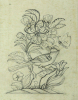 Williams, Marjorie (nee Murray 1880-1961): Bird in a tree with butterfly, Parisian silk fabric 17th century, inscribed for Joanne, pencil on paper, 20.5 x 16.5 cms. Presented by Dr Mariella Fischer-Williams.