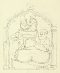 Williams, Marjorie (nee Murray 1880-1961): Nativity scene - a dove returning to Noah on reverse, pencil on paper, 24 x 19 cms. Presented by Dr Mariella Fischer-Williams.