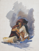 Williams, Marjorie (nee Murray 1880-1961): Crouching figure - standing lady, watercolour, 28 x 23 cms. Presented by Dr Mariella Fischer-Williams.
