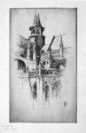 Williams, Marjorie (nee Murray 1880-1961): Flying buttresses, Ypres, Belgium, signed and dated 1911, etching, 33 x 25 cms. Presented by Dr Mariella Fischer-Williams.