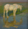 Brown, Sir John Arnesby RA (1866-1955): Study for 'The Labourers', 1898, signed, oil on canvas, 30.5 x 30.5 cms. Purchased with funding from The Tony Banks Memorial Trust.