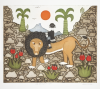 Murray, Andrew (1917-1998): Little Girl on a Lion, printer: Stoneman, Hugh (1947-2005), signed, aquatint, 49.8 x 55 cms. The Art Fund Hugh Stoneman Archive.