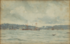 Ingram, William Ayerst (1855-1913): The Fal Estuary, signed, watercolour, 24 x 34 cms. Transferred from the National Maritime Museum, Cornwall.