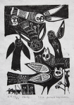 Mellon, Eric James NDD/Hon Fellow CPA (1925-2014): Owls, signed, wood engraving (artist proof 13 of an edition of 50), 20 x 13.5 cms. Presented by the artist.
