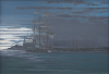 Bickford, Michael (born 1939): Home waters - His Majesty's survey ship Beagle anchored in Falmouth Harbour, dawn 3 October 1836, signed, oil on canvas, 54 x 77 cms. Painted and presented by the artist in 2009 as part of the Darwin 200 celebrations.