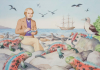 Harrold, John (born 1947): Charles Darwin in the Galapagos Islands, signed and dated 2009, gouache, 24 x 32.5cms. Commissioned with funding from the Heritage Lottery Fund as part of the Darwin 200 celebrations.