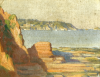 Jameson, Frank (1899-1968): A coastal scene, signed, oil on canvas laid on board, 22 x 27 cms. Presented by Mrs Susan Fraser in memory of her parents, Arthur and Lilian Lee.