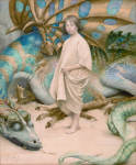 Gotch, Thomas Cooper RBA RI RP (1854-1931): Innocence, 1904, signed, watercolour, 23 x 19 cms. Purchased with funding from The Art Fund, Falmouth Decorative Fine Arts Society, Dr Pam Lomax and Ron Hogg, Jacqueline and Richard Worswick (in memory of their daughter, Helen), and local funding.