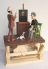 Newstead, Keith (1956 - 2020): After three long days - the final touch. Sargent, Hemy and Hemy's terrier, Bobbie, signed and dated 2010, automaton, 50 cms high. Commissioned with funding from the Heritage Lottery Fund as part of the Sargent Project.