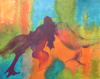 Campbell, Mrs Eunice (1930-2021): Birds of Paradise in reverse mode, signed and dated 2006, acrylic on board, 40 x 50 cms. Presented by the artist.