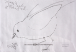 Exworth, Ray (1930-2015): Female just landing to take food, pencil on an envelope, 16.5 x 24 cms. Presented by the artist.