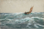 Hemy, Charles Napier RA RWS (1841-1917): Race around the Dodman, signed and dated 1916, watercolour on paper mounted on board, 46.5 x 69.5 cms. Bequest.