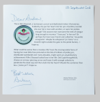 Penrose, Antony (born 1947): Letter from Penrose re. 'J'aime Jar', signed and dated 18 September 2011, letter with illustration, 21 x 21 cms. New Expressions 2 supported by MLA Renaissance South West and the National Lottery through Grants for the Arts. Commission.